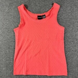 Vintage Erika Eyelet Lace‎ Tank Top Womens Small S Coral Pink Lace Trim